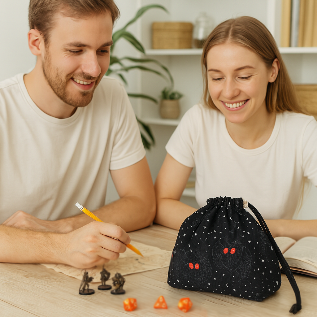 Mothman dice bag, DnD gifts, Large dice bag pockets