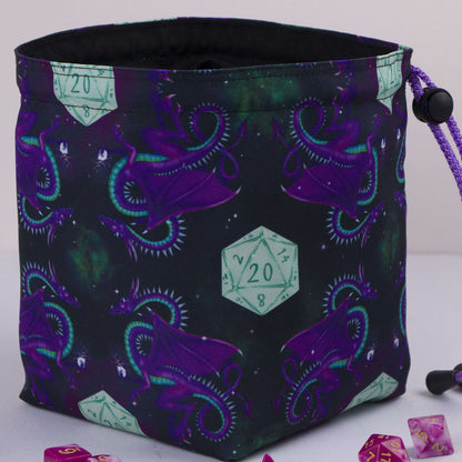 Celestial dragon dice bag with 6 pockets — sorts dice sets for a Dungeon Master.