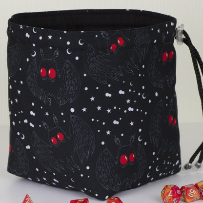 Mothman dice bag, DnD gifts, Large dice bag pockets