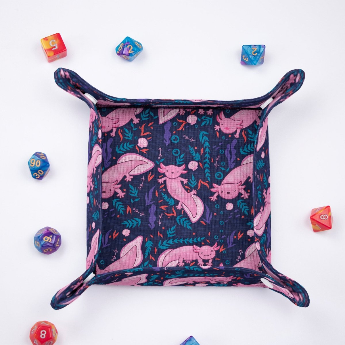 Axolotl dice bag and tray set - Game Fancy