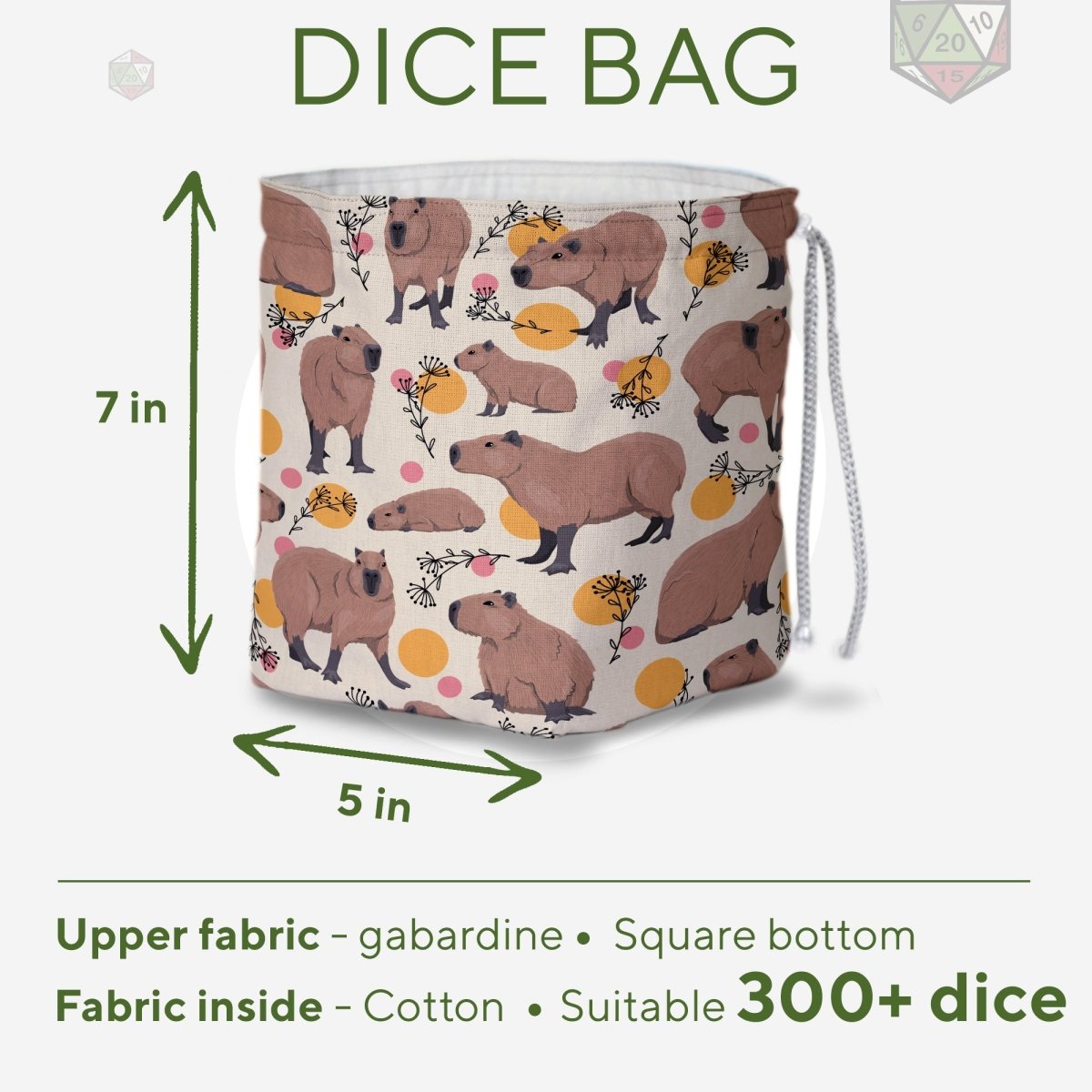 Capybara dice bag and tray set - Game Fancy