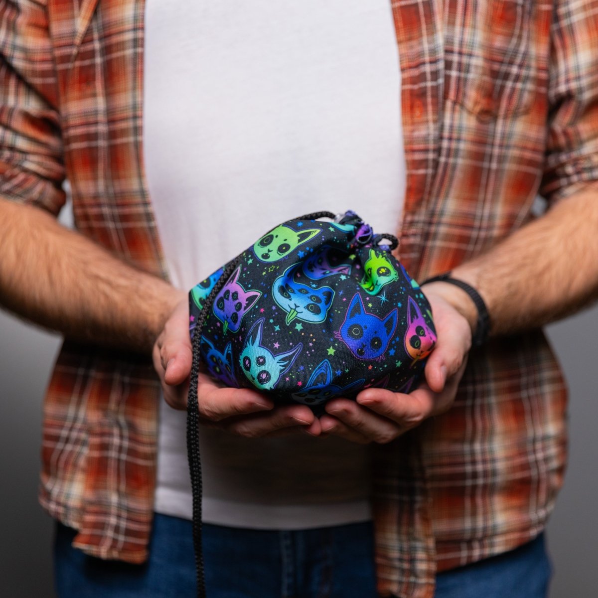 Creepy cat dice bag with pockets - Game Fancy