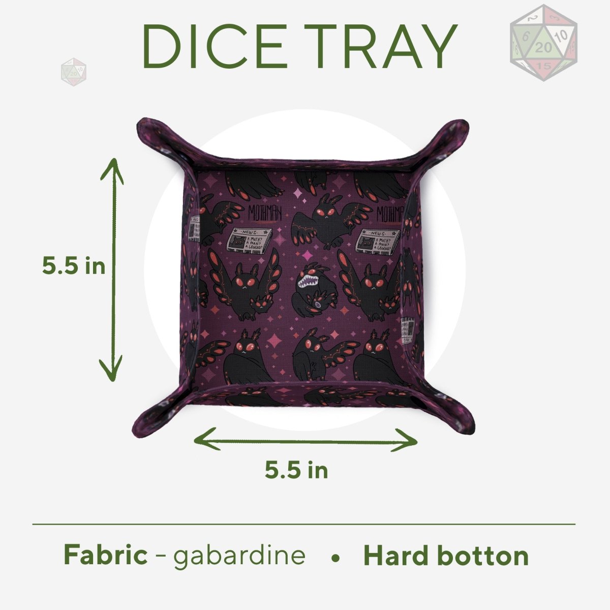 Cryptid mothman dice tray - Game Fancy