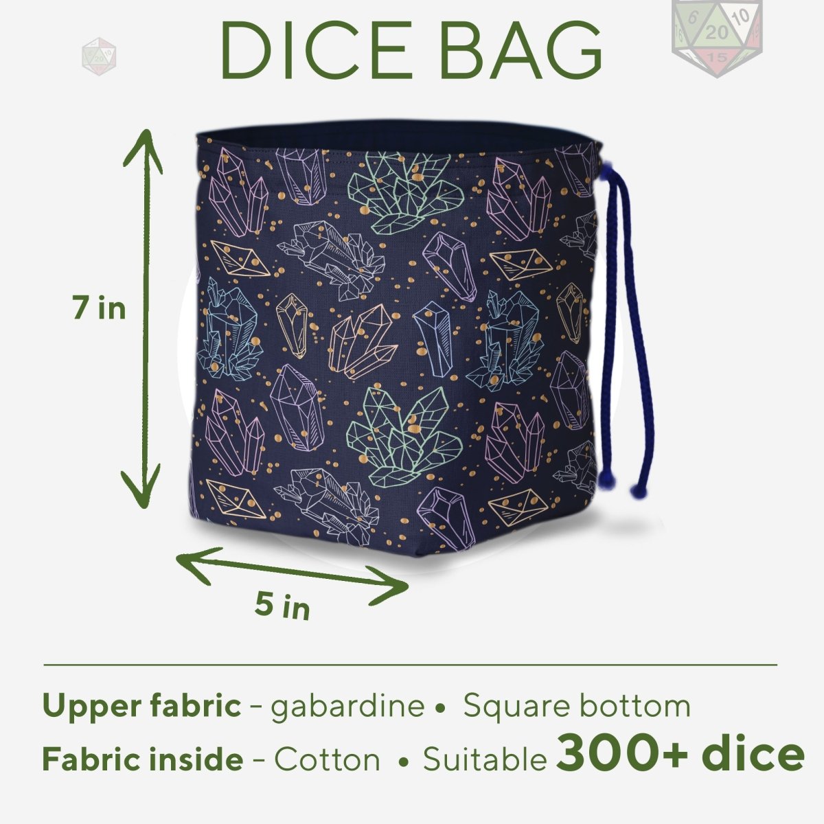 Crystal dice bag and tray set - Game Fancy