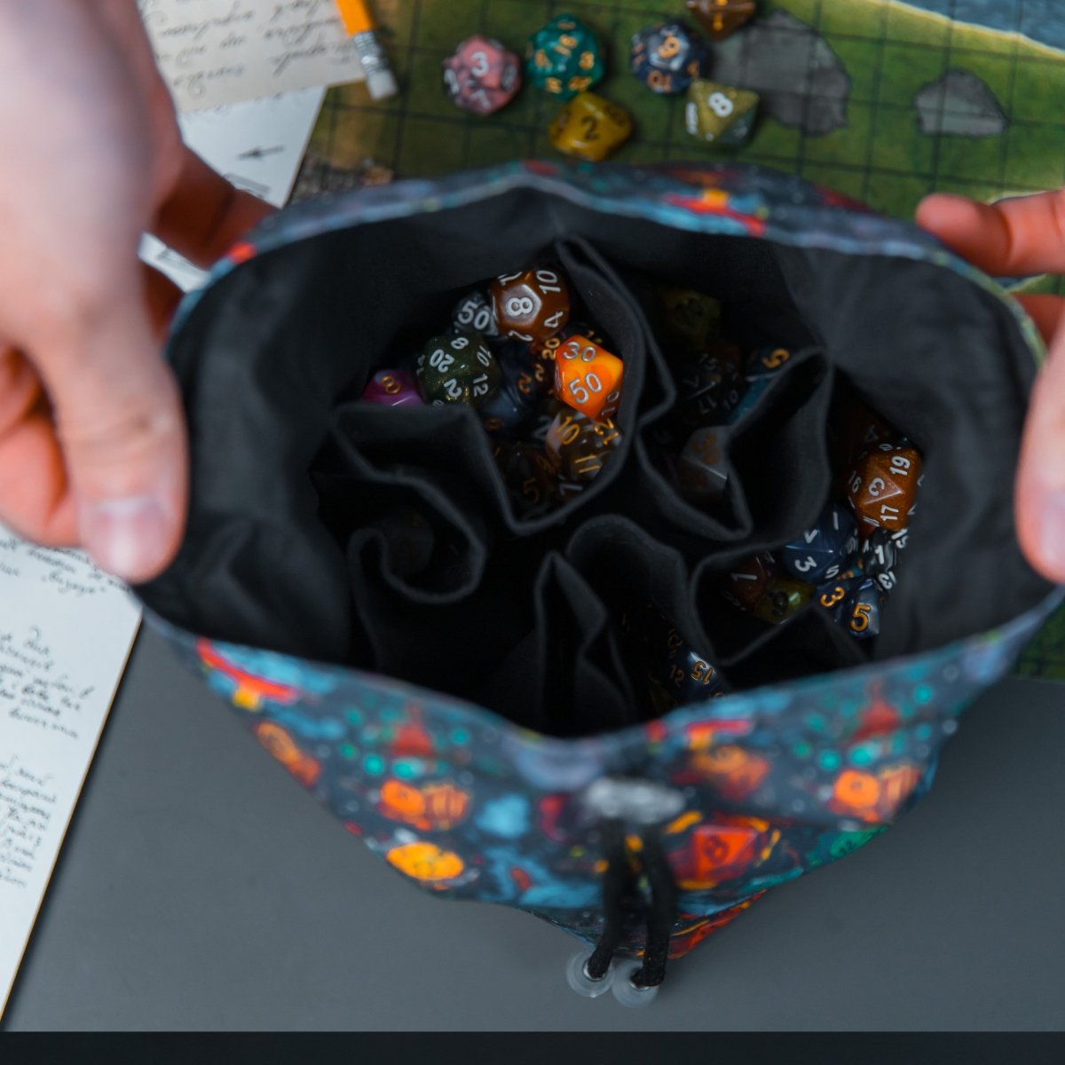 D20 large dice bag pockets - Game Fancy