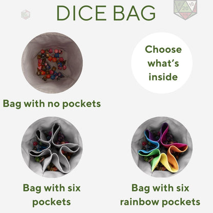 dice bag  with pockets gray, holds 300+ dice.