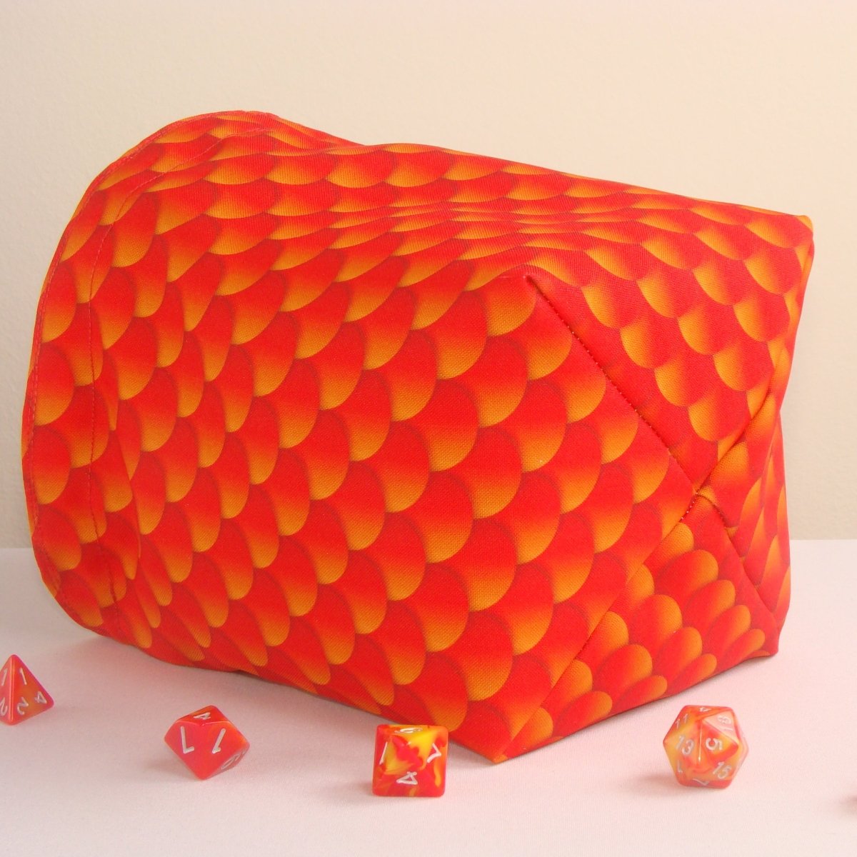Dragon scale dice bag — multi pocket dice bag that sorts dice by character or campaign.