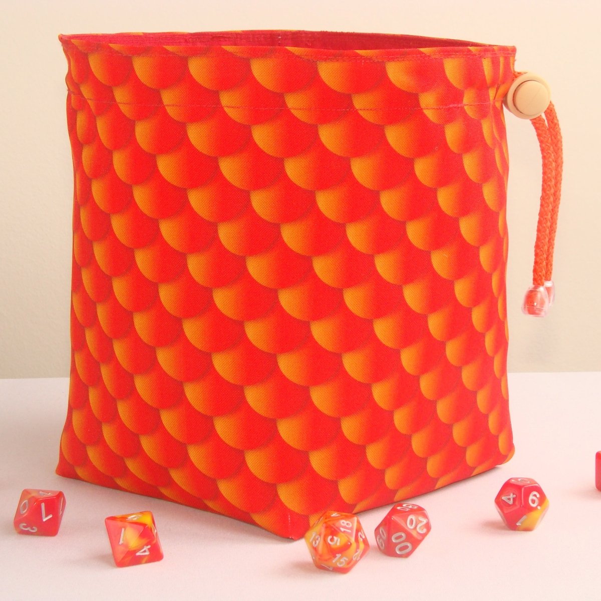 Dragon scale dice bag — dice bag with pockets for dungeon master multiple sets.
