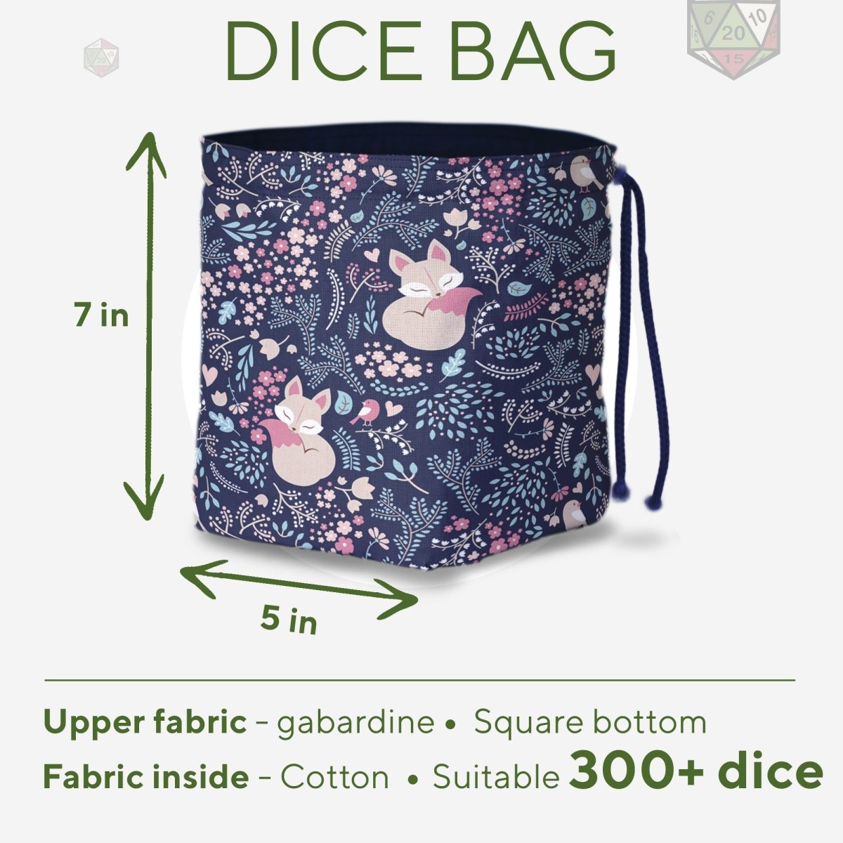 Fox dice bag with pockets - Game Fancy