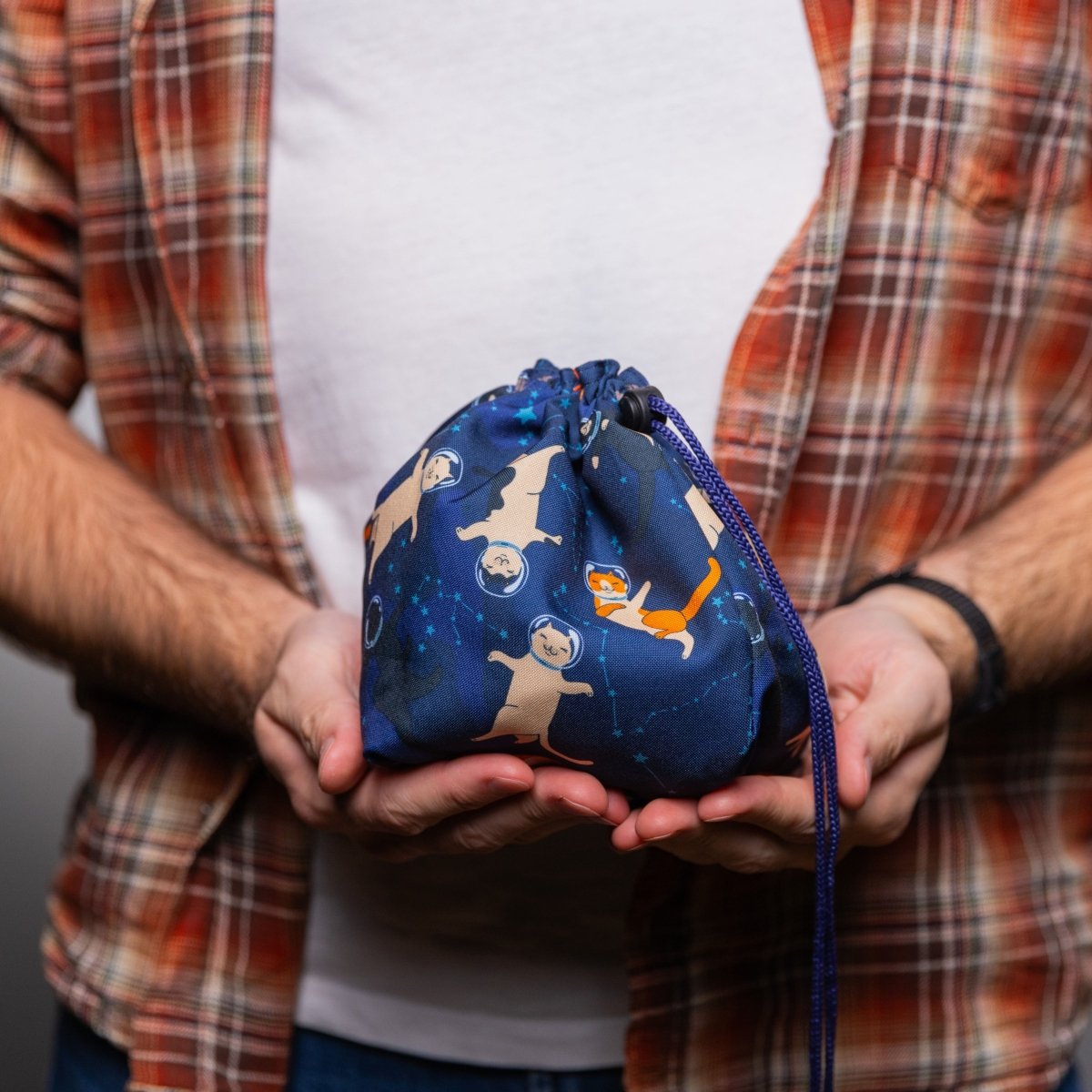 Galaxy cat dice bag with pockets - Game Fancy