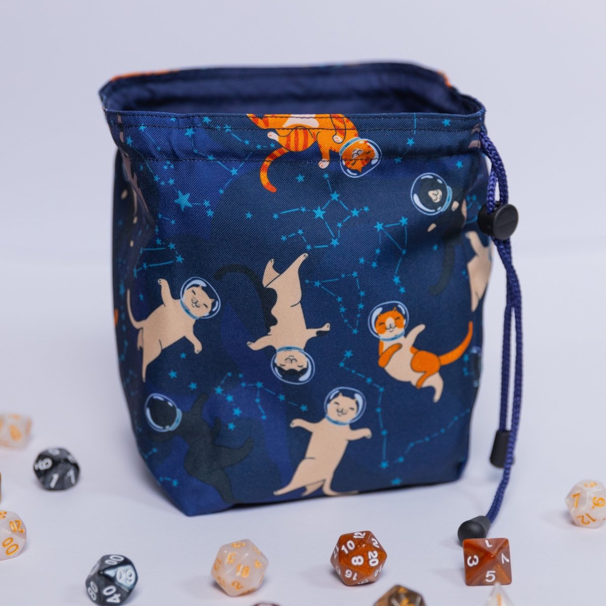 Galaxy cat dice bag with pockets - Game Fancy