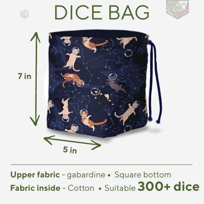 Galaxy cat dice bag with pockets - Game Fancy