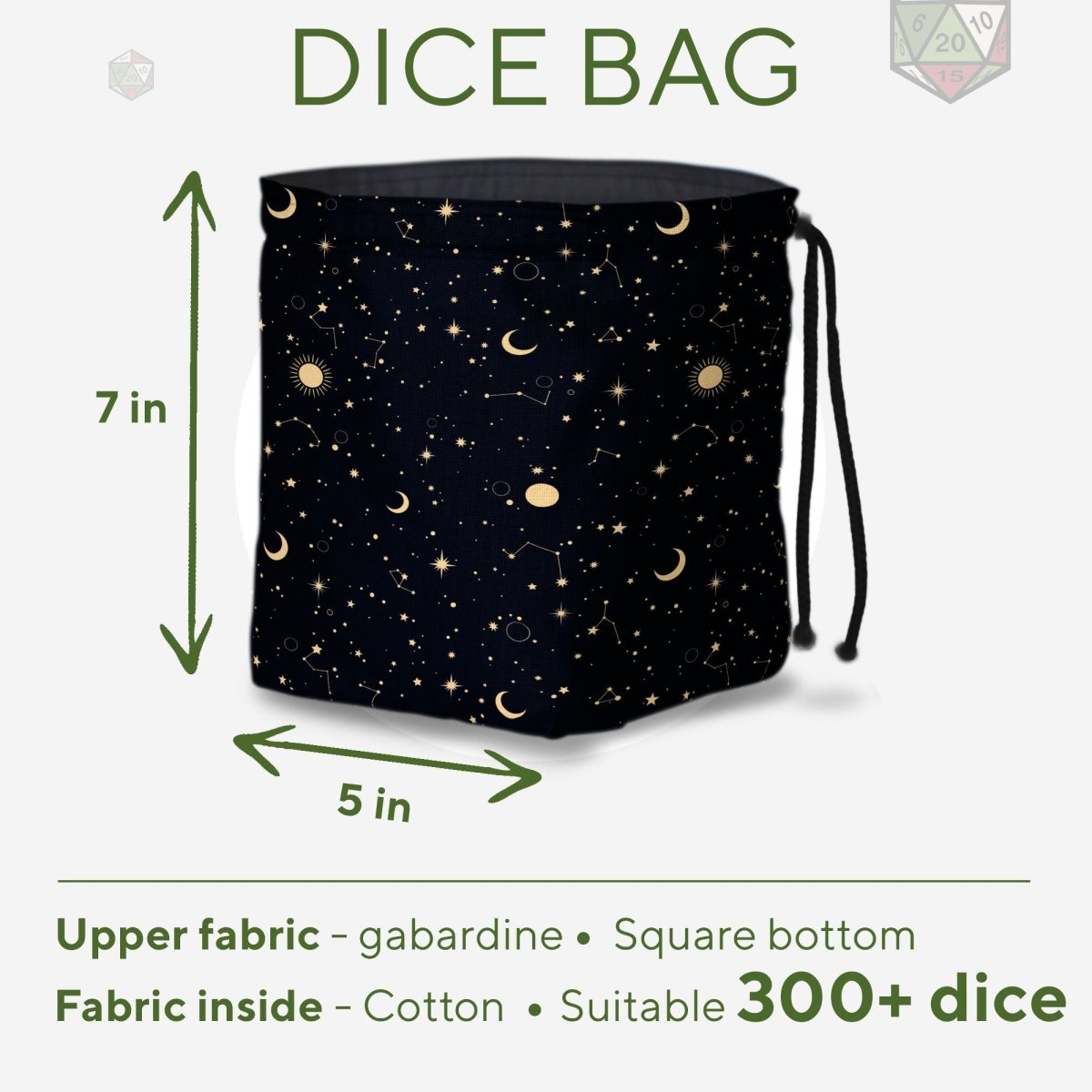 Galaxy dice bag organizer with pockets - Game Fancy