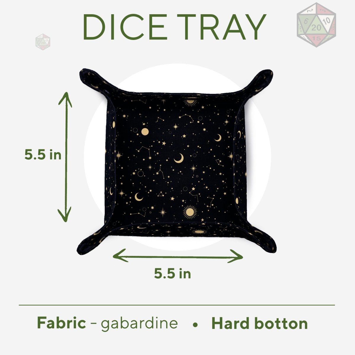 Galaxy dice tray — felt lined dice tray that protects your dice and table.