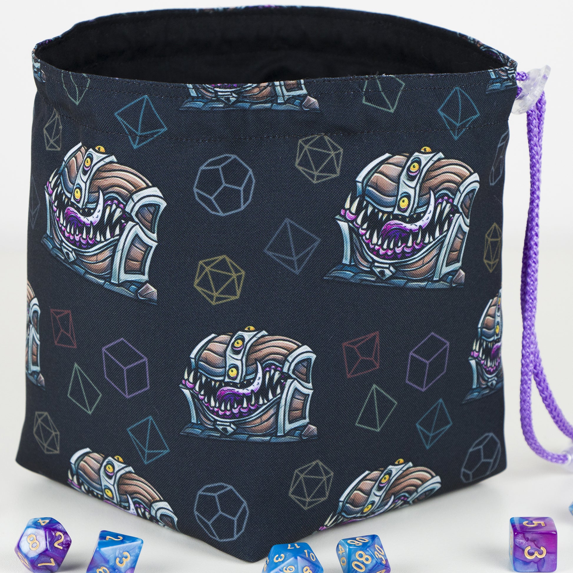 mimic pouch with felt teeth and pink tongue