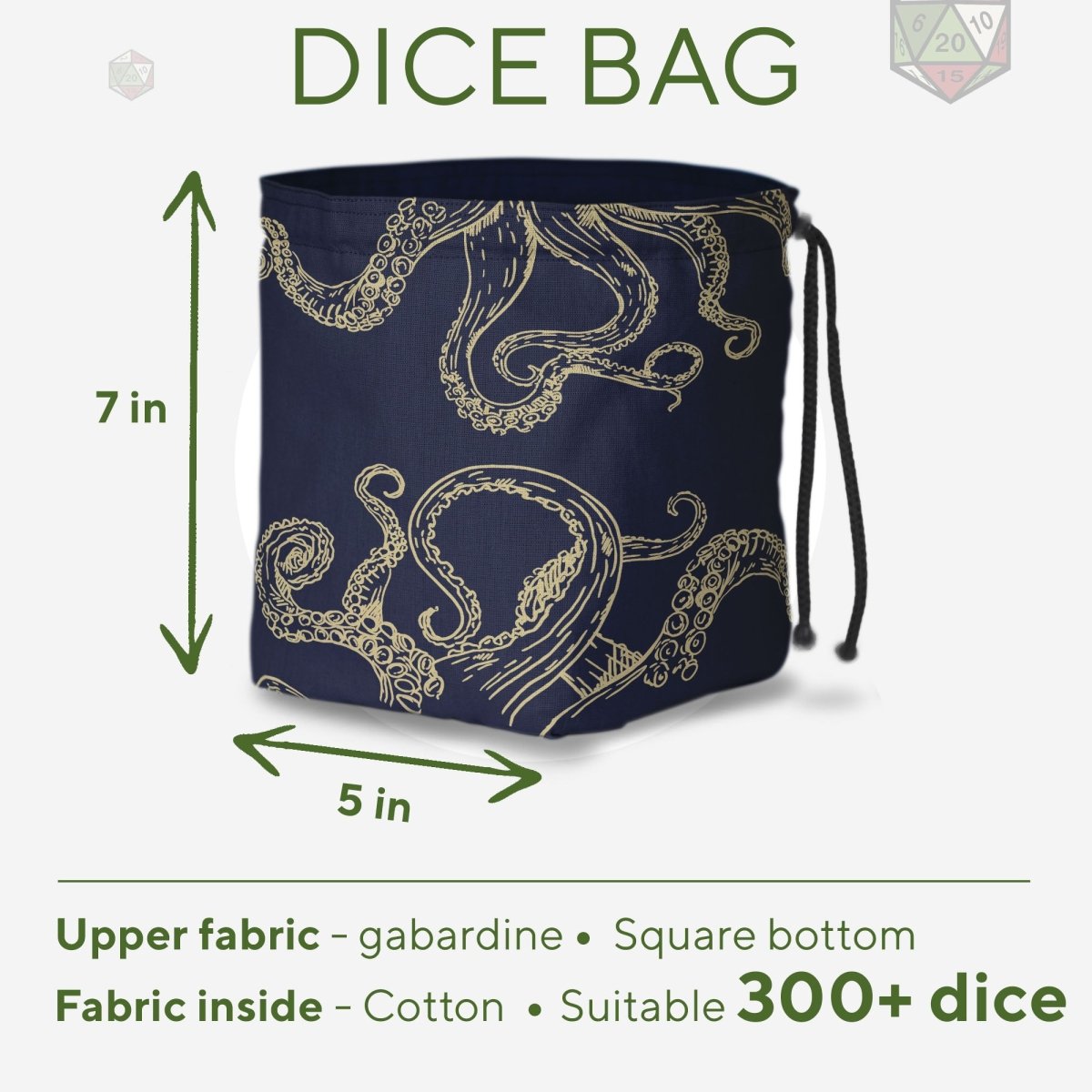 Octopus dice bag with pockets - Game Fancy
