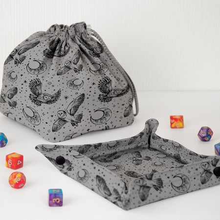 Owl dice bag and tray set - Game Fancy