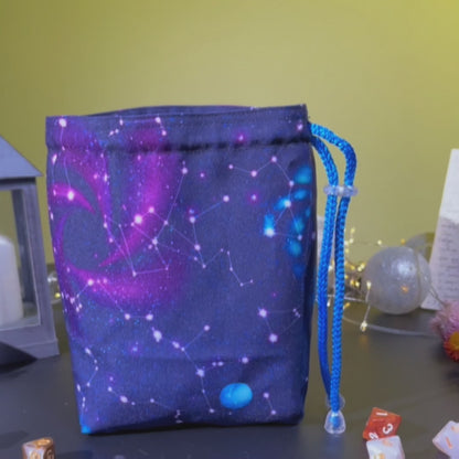 Galaxy dice bag pockets, Large dice bag for DnD