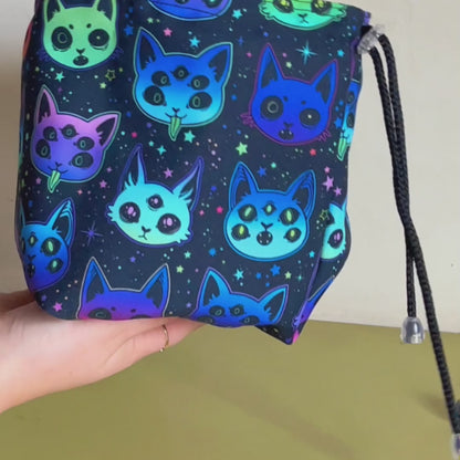 Creepy cats dice bag, Dnd dice bag pockets, Nerdy gifts