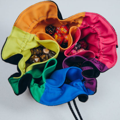 Rainbow dice bag with pockets - Game Fancy