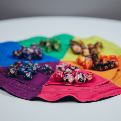 Rainbow dice bag with pockets - Game Fancy