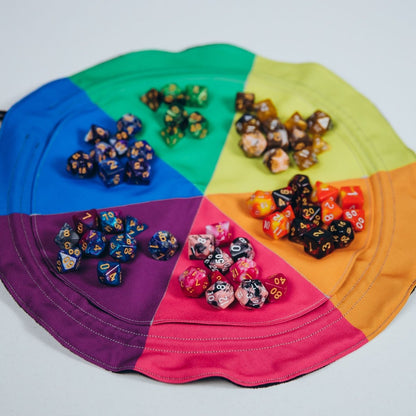 Rainbow dice bag with pockets - Game Fancy