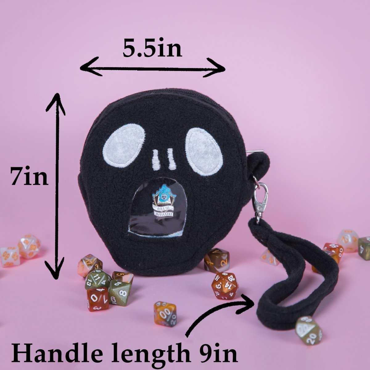 Skull ita bag — dice ita bag with a zipper closure, holds 30+ dice.