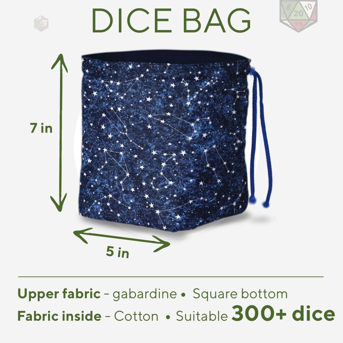 Star constellation dice bag and tray set — complete DnD gift: a dice bag plus a portable dice rolling tray.