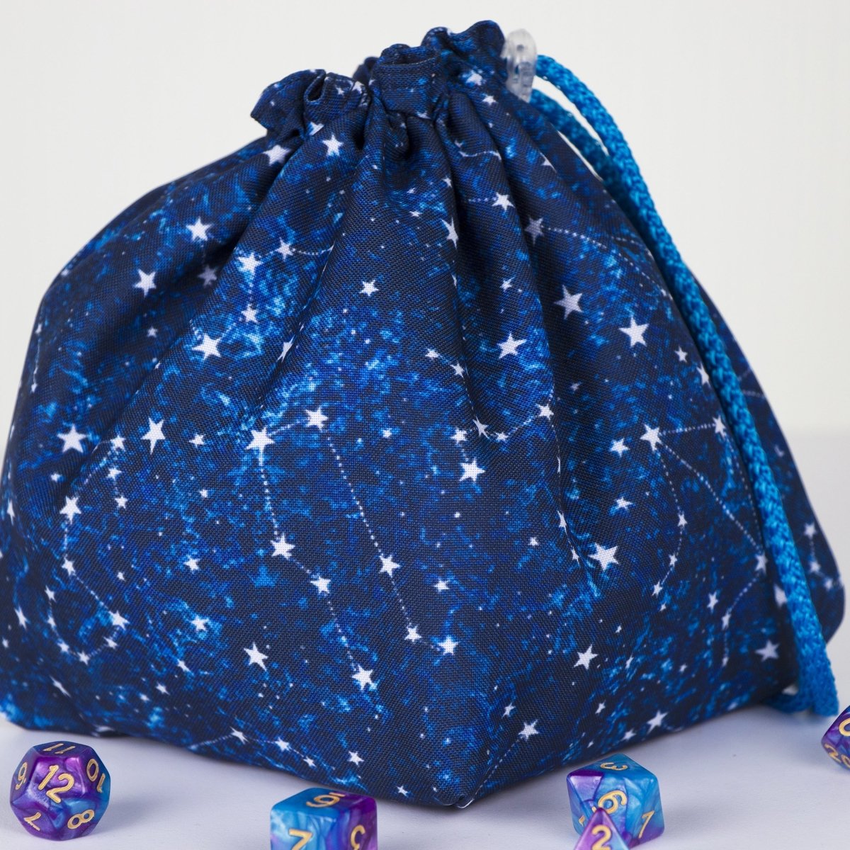 Star constellation dice bag and tray set — handmade DnD gift set — coordinated bag and tray in one design.
